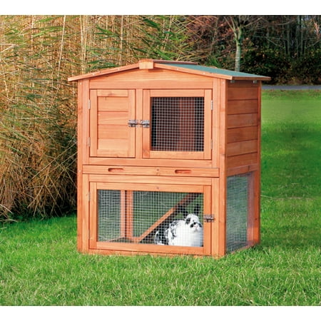 UPC: 4011905623382 | TRIXIE Weatherproof Outdoor 2-Story Wooden Small Animal Hutch with Run & Pull-Out Tray Brown