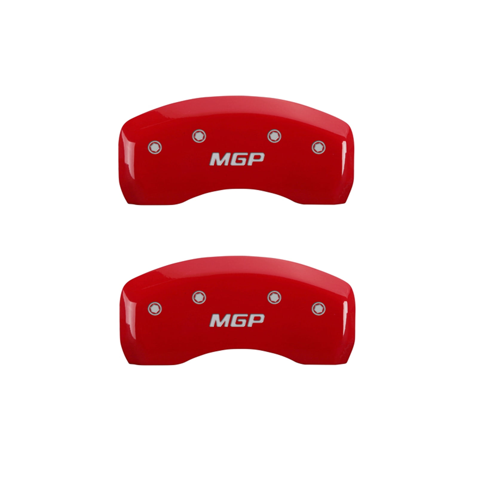 MGP Caliper Covers 10204SMGPRD Red Powder Coat Finish MGP Engraved Caliper Cover with Silver Characters, Set of 4 