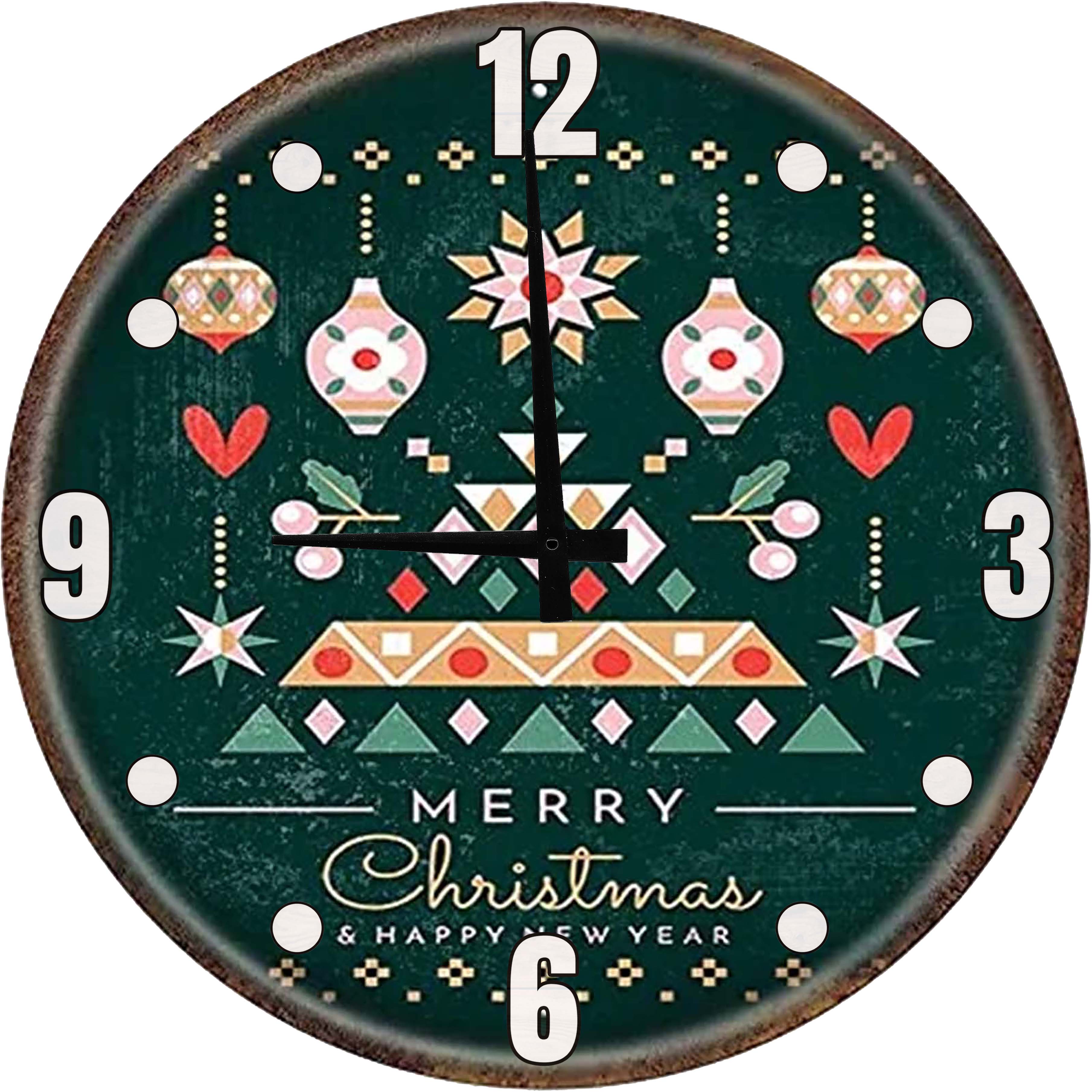 Wood Wall Clock Merry Christmas Large Wall Clock 18 Inch Round