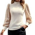 thumbnail image 1 of Suéter térmico Gibobby manga larga patchwork lentejuelas cuello medio otoño invierno mujer Beige L, 1 of 5
