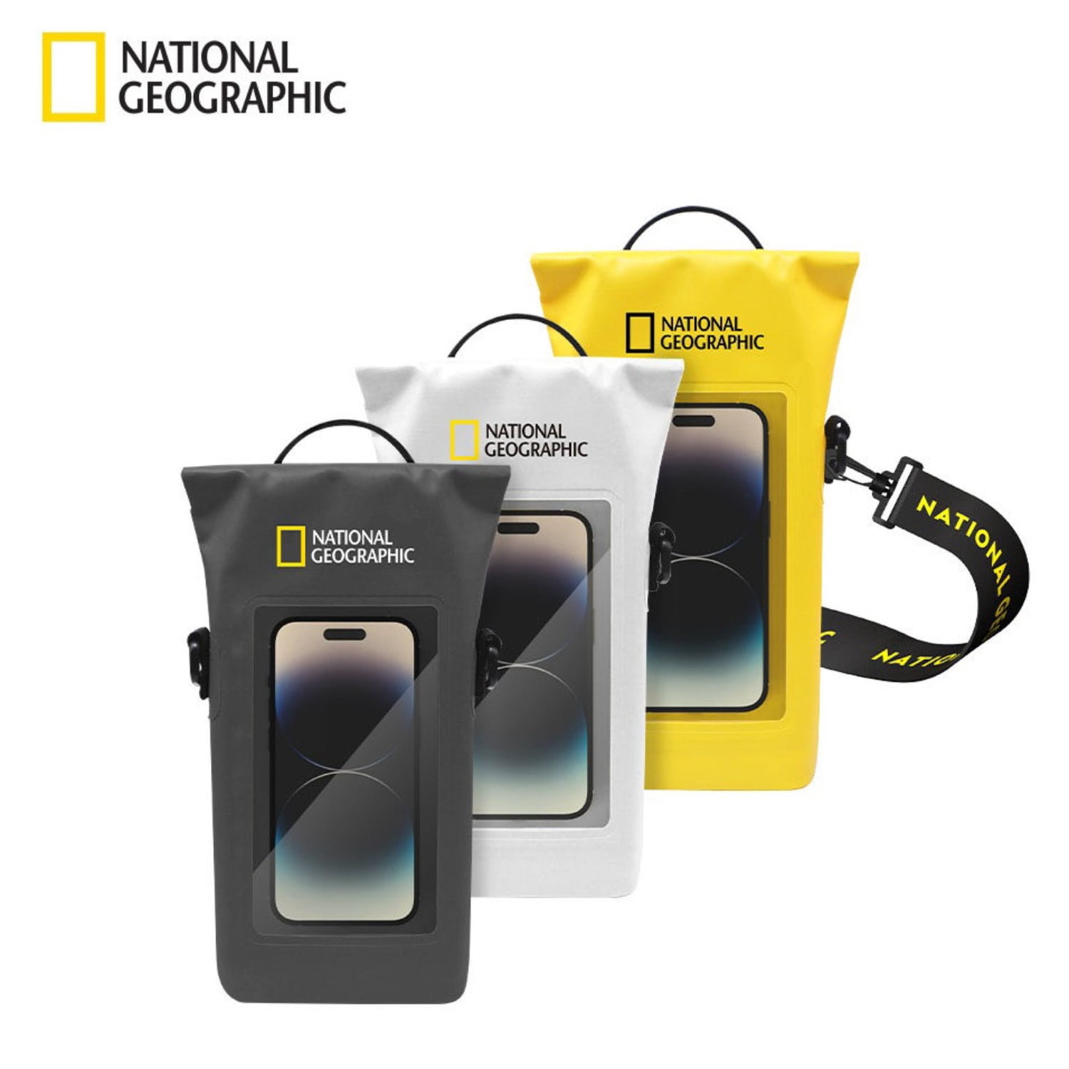 National Geographic Waterproof Phone Pouch, IP68 Dry Bag for Swimming Kayaking Rafting, Large Capacity Floating Case with Touchscreen Compatibility