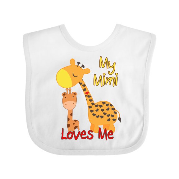 Inktastic My Mimi Loves Me Giraffe Boys or Girls Baby Bib
