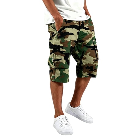 GrmtClth Camo Shorts Men Casual Golf Relaxed Fit Outdoor Cargo Shorts Fishing Athletic Hiking Shorts Summer Classic Shorts with Multi Pocket Army Green 2XL