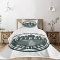 thumbnail image 3 of Ambesonne Detroit Quilted Bedspread Set 2 Pcs, Michigan Old Stamp, Twin Size, Black White Grey, 3 of 6