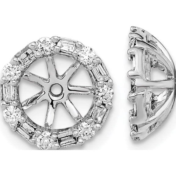 14K White Gold Diamond Earring Jackets (10.5 X 10.5) Made In India em8579-036-wa