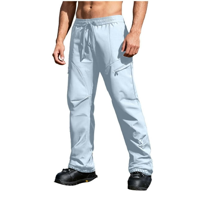 Lovzfmll Unisex Versatile Ski Pants, 3-Layer System, Waterproof, Multiple Zipper Pockets, Warm for Snowboarding Light Blue, 2XL