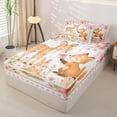 thumbnail image 2 of Manfei Cute Rabbit Zipper Twin Comforter Sets with Fitted Sheet and 2 Pillowcases,Woodland Animal Zipper Bedding Set,Pink,Pink Reversible,4pcs, 2 of 8