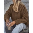 thumbnail image 4 of PRETTYGARDEN Women's Faux Suede Cropped Bomber Jacket | Long Sleeve Zip Up Casual Going Out Jackets Coat, Oversized Loose Fit Western Outfits, Trendy Outerwear, Fall Clothes, 4 of 8