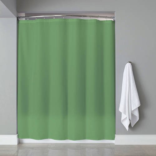 Vinyl Shower Curtain Liner & Chrome Roller Hook Set, Anti Mildew