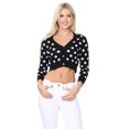 thumbnail image 2 of Yemak Women's 3/4 Sleeve V-Neck Polka Dot Cropped Bolero Sweater Cardigan MK8213-BLACK/WHITE-L, 2 of 7