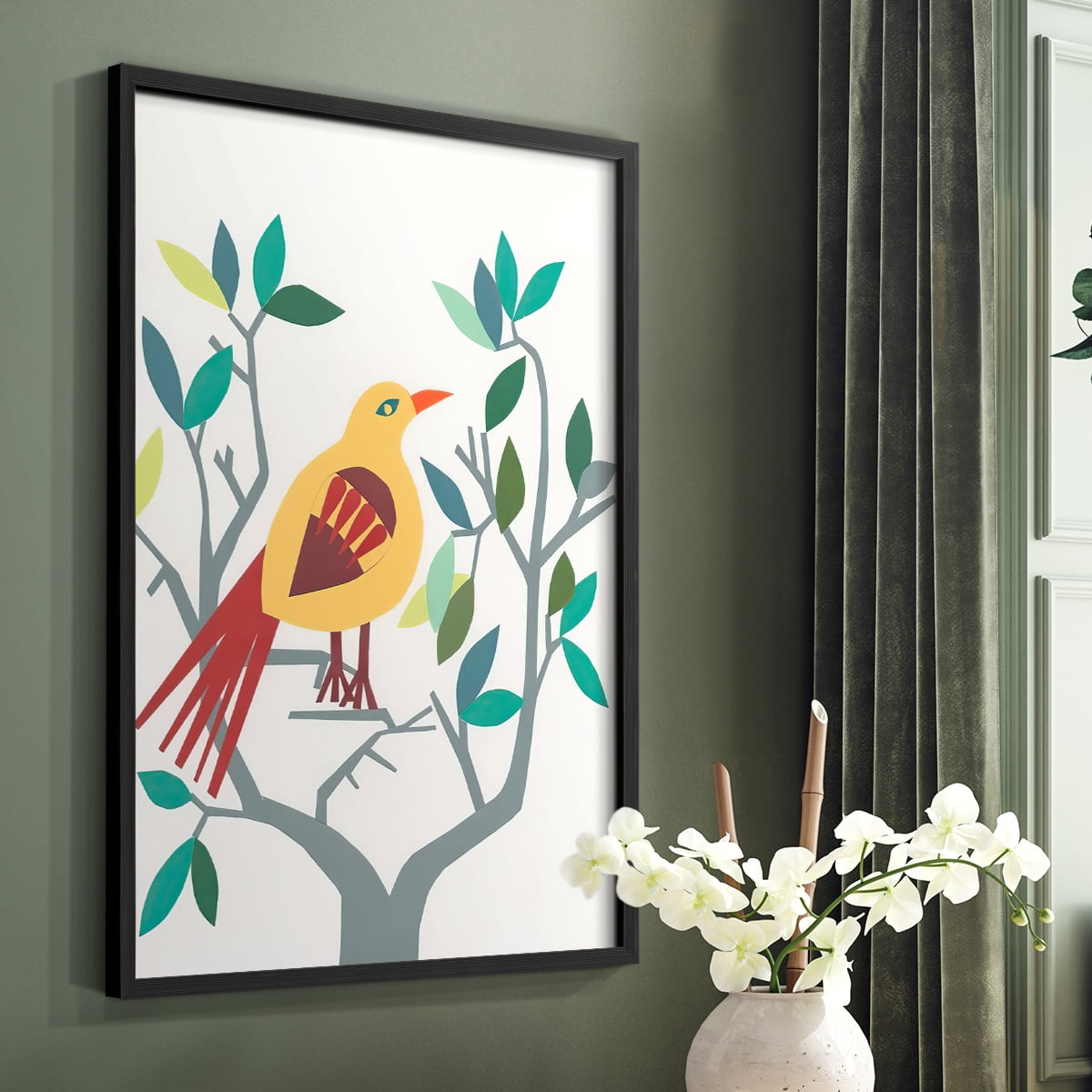Whitty Bird III Framed Print in Black Solid Wood 11 x 14 Framed Print