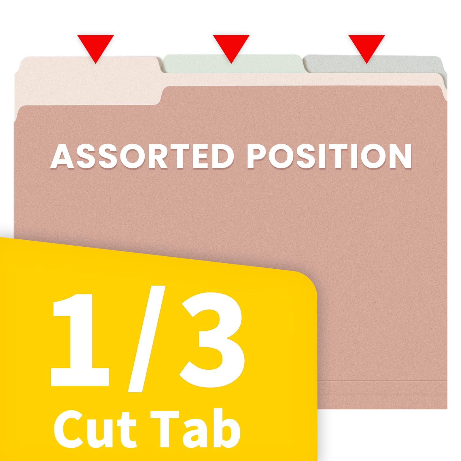 SUNEE Manila File Folder 8.5 x 11 1/3 Cut Letter Size 100 pack Filing Folder for Work Home 5 Pastel Colors