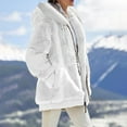 thumbnail image 2 of Qwertyu Winter Jacket Women Plus Size Fuzzy Fleece Jackets Long Coat Light Casual Fall Outerwear with Faux Fur Hood White S, 2 of 6