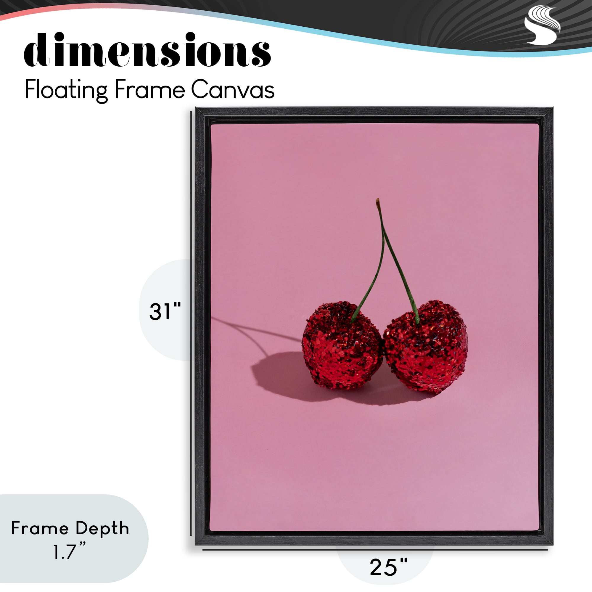 Stupell Industries Glitter Encrusted Cherries Black Framed Floater Canvas Wall Art, design by LISH Creative