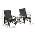 thumbnail image 3 of Outsunny 3PCs Glider Rocking Chairs with Table for Patio Garden Black, 3 of 10