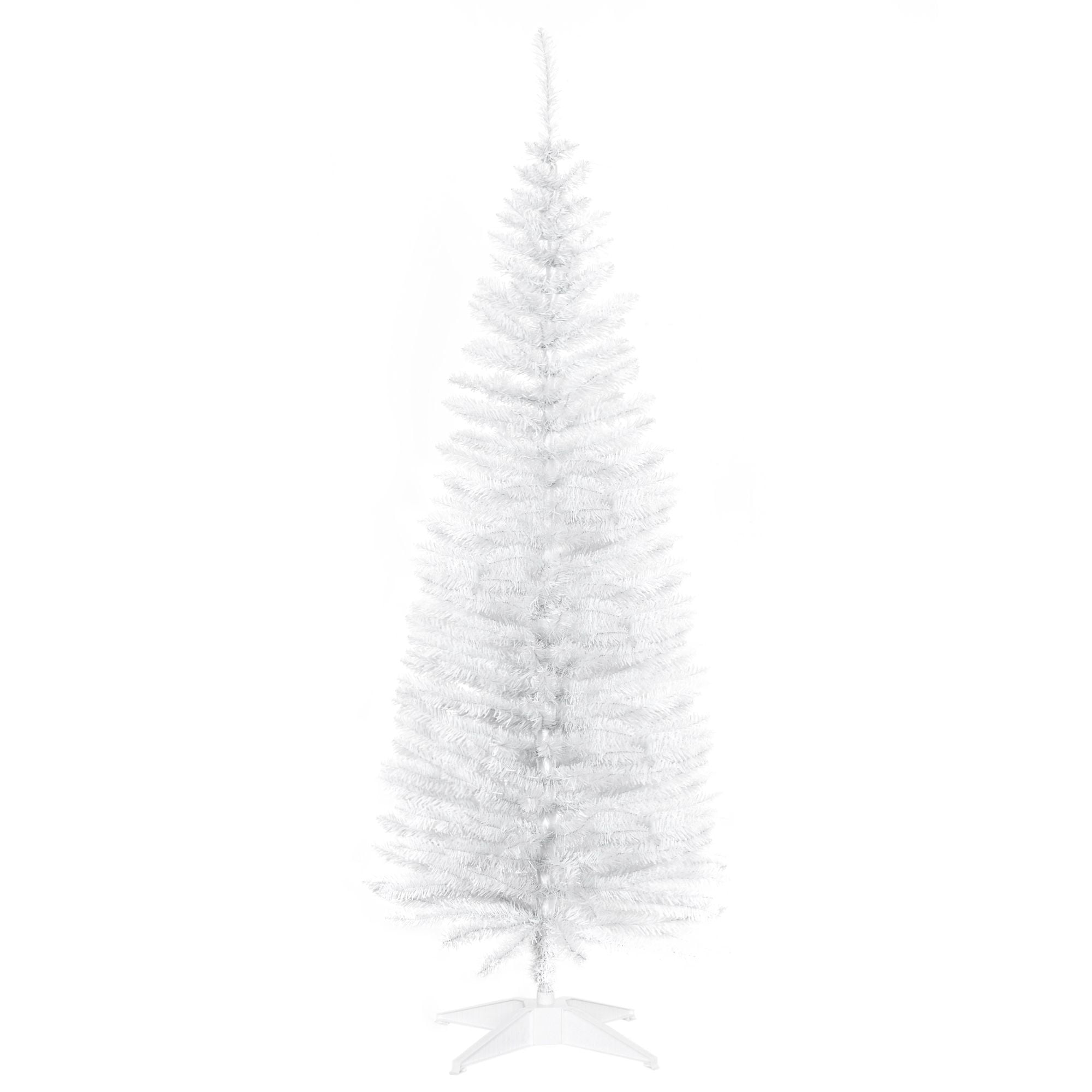 5 ft Artificial Pencil Christmas Tree, Slim Unlit Xmas Tree with 294 Branch Tips and Plastic Stand for Small Spaces and Apartments