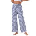 thumbnail image 1 of Pantalones de pijama de algodón para mujer INSPIRE CHIC con cintura elástica, sueltos, pantalones de lounge con bolsillos, sudaderas 2XL a rayas azules, 1 of 6