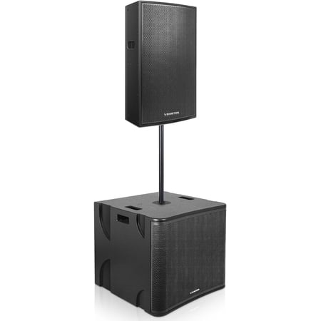 Sound Town CARME Series Powered PA Speaker and Subwoofer Combo Set with One 15” PA Speaker  One 18” Subwoofer  One Subwoofer Pole  Birch Plywood  Black price history on PriceWatchPro