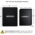 thumbnail image 2 of EGHOME Matt Black Rectangle Recessed Bathroom Medicine Cabinet with Mirror Stainless Steel Metal Framed Rounded Rectangular Bathroom Cabinet with Mirror 24x30'', 2 of 8