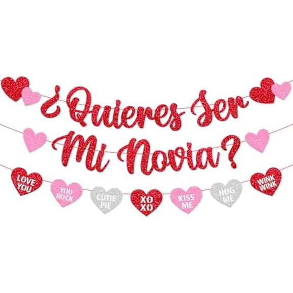 Quieres Ser Mi Novia Banner Will You Be My Girlfriend Banner Happy Valentines Day Be My Valentine Spanish Décor Red Romantic Proposal Engagement Anniversary Party Supplies$$Office