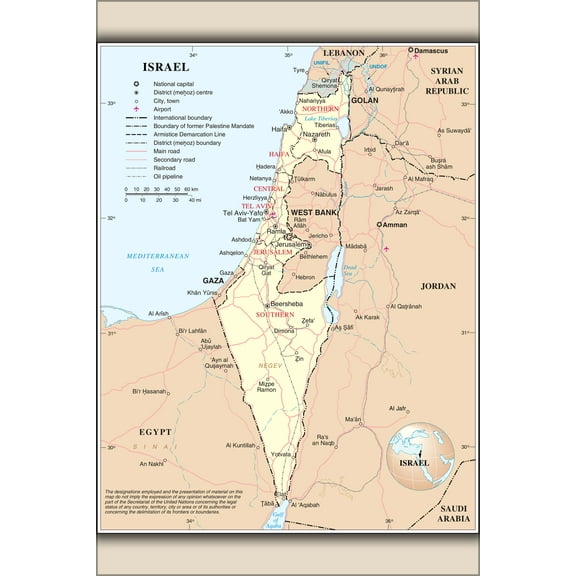 24"x36" Gallery Poster, Israel UN Map