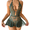 Green, variant on AESKEIA Women Babydoll Lingerie Lace Plunge Halter Bodysuit Sleepwear Black XL