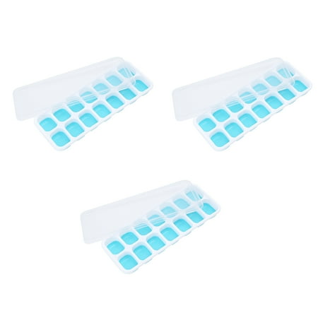

GETHOME 3pcs Home Ice Mold DIY Soft Silicone Trays Spill Resistant With Lid Easy Release