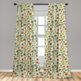 thumbnail image 5 of Ambesonne Spring Curtains, Retro Flowers Vintage Art, Pair of 28"x95", Turquoise Marigold, 5 of 5