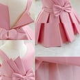 thumbnail image 5 of Miluxas Girls Dresses Solid Color Dress Satin Princess Dress Big Bow Knot formal Dress Pink 18 Months, 5 of 7