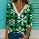 thumbnail image 1 of Puntoco Mujer Navidad Moda Impreso Encaje Manga Larga Blusa Cuello V Casual tops Puntoco Puntoco-7122, 1 of 5