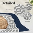 thumbnail image 3 of Navy Blue Grey Pillow Covers 16x24 Inch, Herringbone Soft Brushed Throw Pillow Covers with Hidden Zipper Abstract Decorative Pillowcase for Bedroom Sofa Couch, 3 of 9
