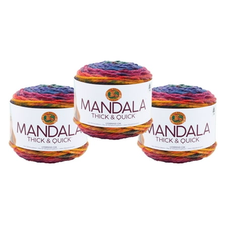 UPC: 0842093119692 | Lion Brand Yarn Mandala Thick & Quick Turbine Self-Striping Super Bulky Acrylic Multi-Color Yarn 3 Pack