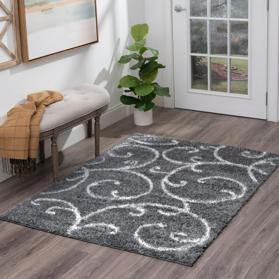 Bliss Rugs Transitional Floral 3'3'' x 5' Gray and White Polypropylene Indoor Area Rug, 3'3'' x 5'