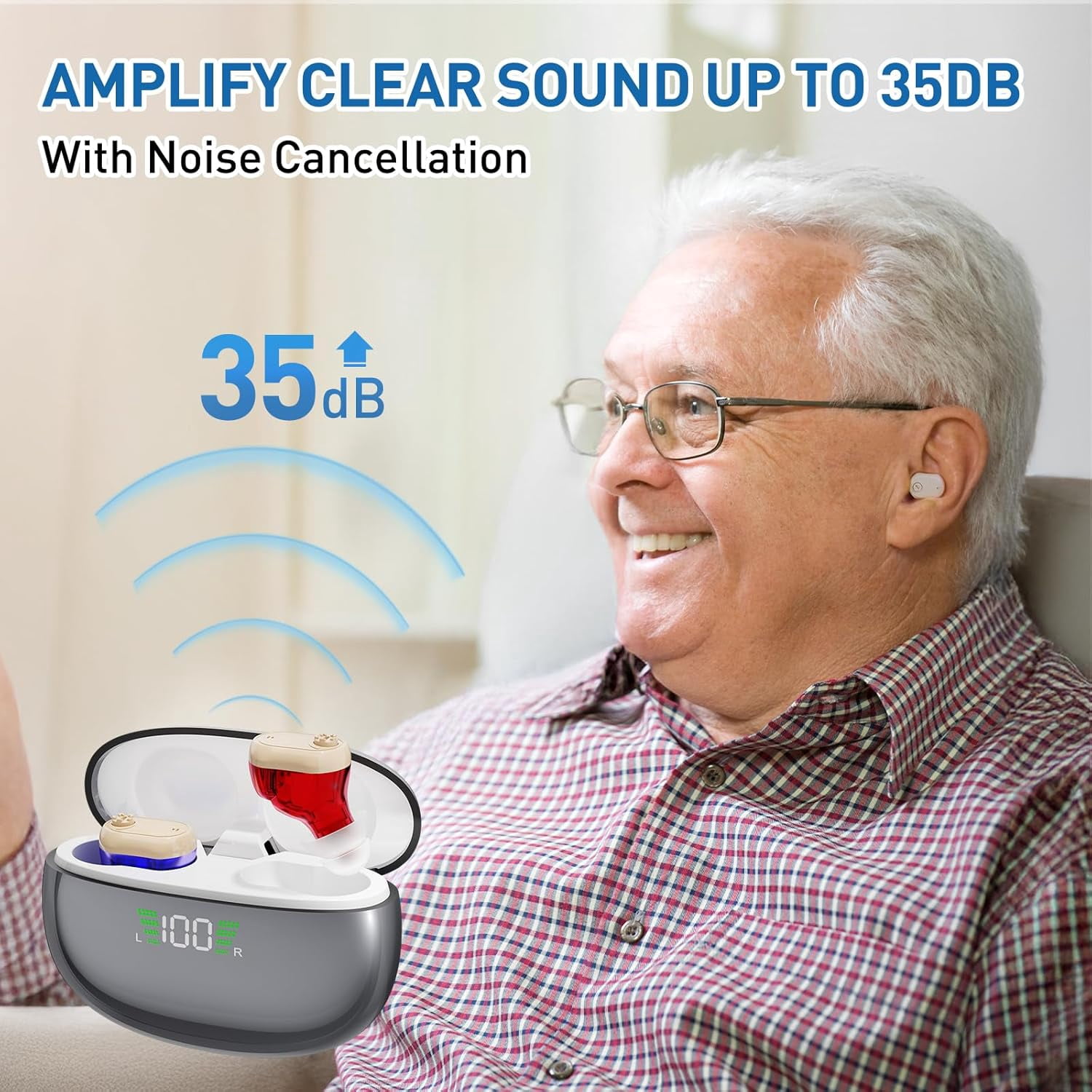 SUWU Rechargeable Hearing Aids for Seniors with Noise Cancelling, 16-Channel Digital Chip Volume Control Invisible OTC Hearing Aids not Amplifiers with Charging Case for Sound Loss Adult Men Women