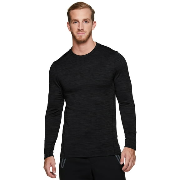 RBX Active Men's Athletic Performance Long Sleeve Crew Neck Fleece Lined Insulated Fitted Base Layer T-Shirt