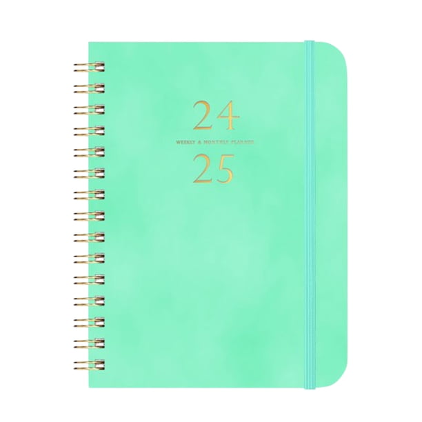 Planificador 2024-2025,herramienta de planificación,cuaderno portátil de cuero PU,planificador de encuadernación con bobina de metal