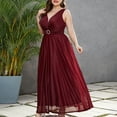 thumbnail image 2 of ZQUUVOU Women's Plus-Size Dress Sleeveless Lace V-Neck Sleeveless Dress Burgundy, 2 of 9