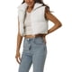 thumbnail image 4 of Chaleco acolchado ligero de mujer INSPIRE CHIC con cuello alto y cremallera, chaleco corto, color blanco, 4 of 6