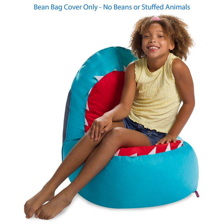 Posh Creations Bean Bag Chair Cover Soft Shark Lounger Kids 2.5 ft Blue