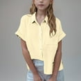 thumbnail image 2 of MEZZALL Kids Linen Shirt Short Sleeved Pleated Button Up Shirt For Spring Summer Casual Loose And Lightweight Tops 7-8 Years Trendy Kids Wear, 2 of 6
