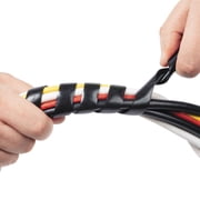 D-Line Black Cable Spiral Wrap, Organize Cords 0.39-1.5in, 8.2ft Length