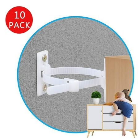 

HAOAN 10 Pack Furniture Anchors and Straps for Dresser Bookcase Shelves and Earthquake Resistant Anti Tip Safety for Child Pet and Baby Proofing