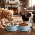 thumbnail image 5 of ICQOVD Stainless Steel Double Pet Bowl Set Food and Water Feeder with Non Slip Base Large Capacity Durable Feeding Bowl 9.84x5.31x1.77IN, 5 of 6
