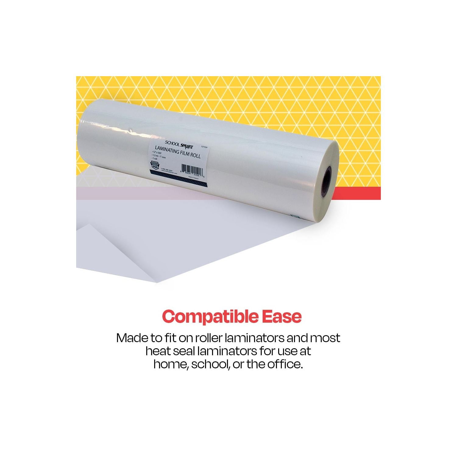 Laminating Film Roll, 12 Inches x 500 Feet, 1.5 mil Thick, 1 Inch Core, High Gloss