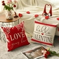 thumbnail image 4 of Valentine''s Day Red and White Love Throw Pillow Covers, 18 x 18 Inch Hello Valentine Plaid Wedding Cushion Case Decoration for Sofa Couch Set of 4, 4 of 6