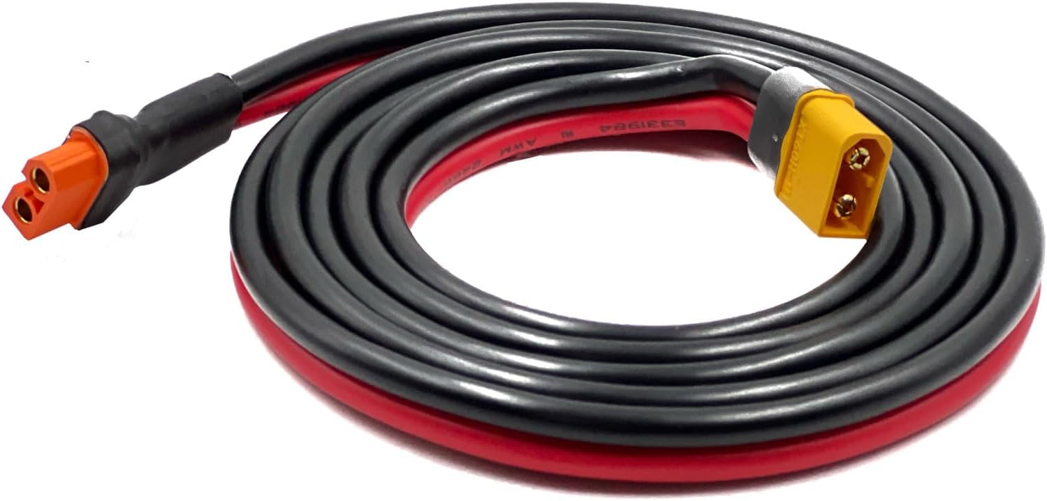 XT60i to XT60 Male Cable 10AWG Solar Charging Cable XT60i-F Extension Cable Solar Cable Compatible for Ecoflow Portable Power Station Solar Generator 5FT