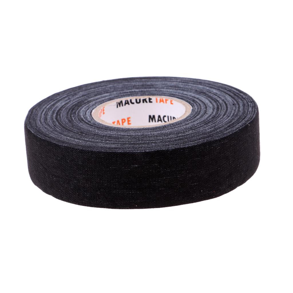 1'' x 25yds 2 Roll Black Cloth Hockey Stick Tape Wrap with Sticky Adhesive 