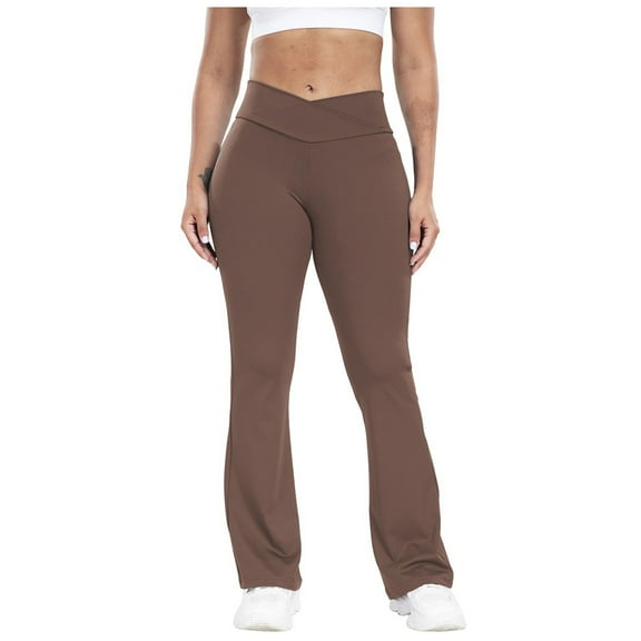 REALiKUN Flare Leggings for Women with Pockets, High Waisted Wide Leg Crossover Yoga Pants