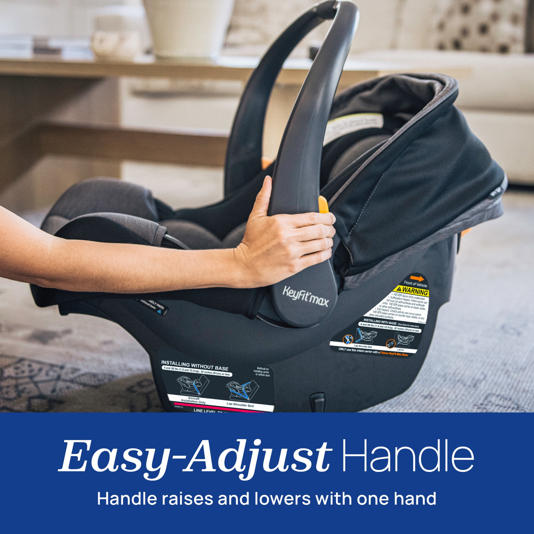 Chicco KeyFit® Max ClearTex® Extended-Use Infant Car Seat and Stay-in-Car Base - Legend (Black), New