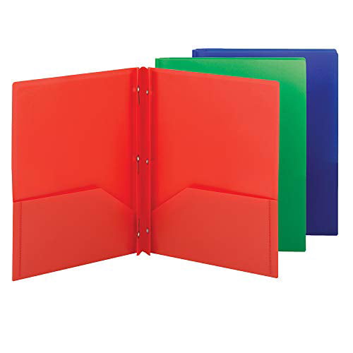 Smead Poly TwoPocket Folder, ThreeHole Punch Prong